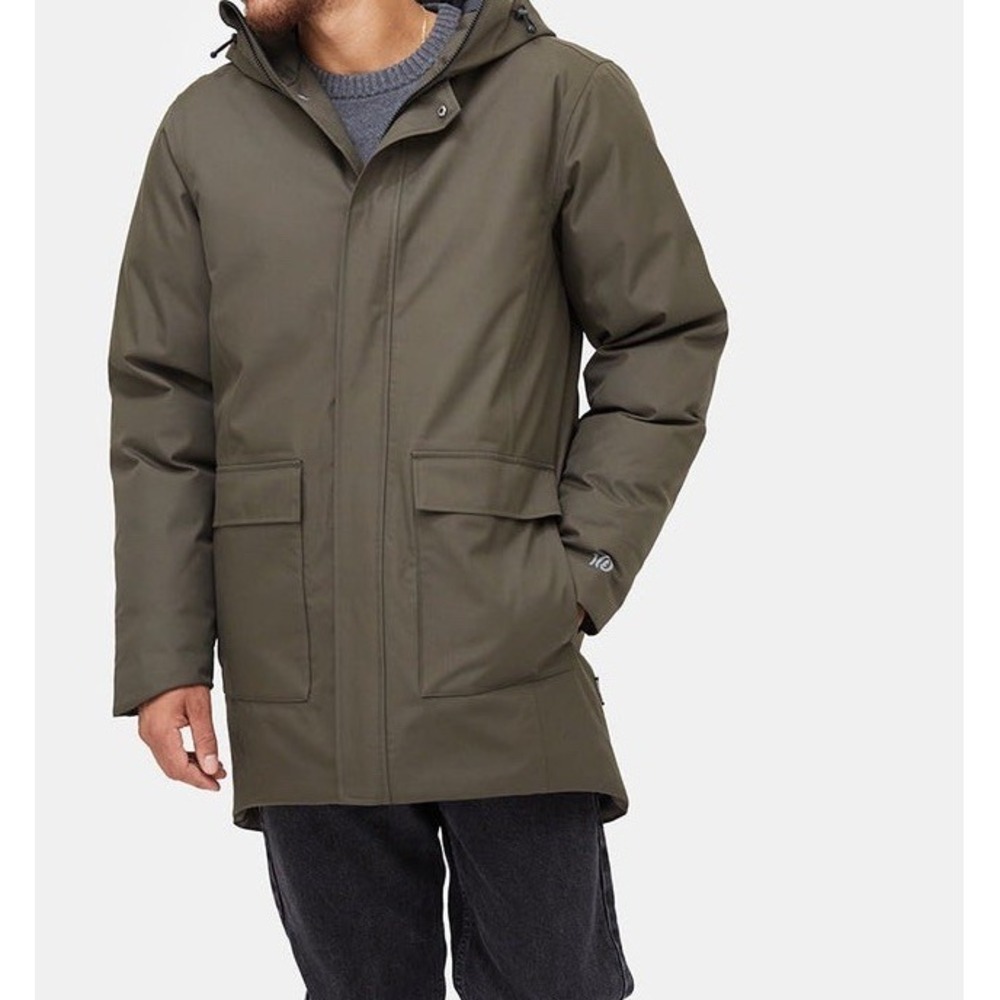 TenTree Daily Parka Men's Repreve Parka Jacket Utility Snap Buttons Green M